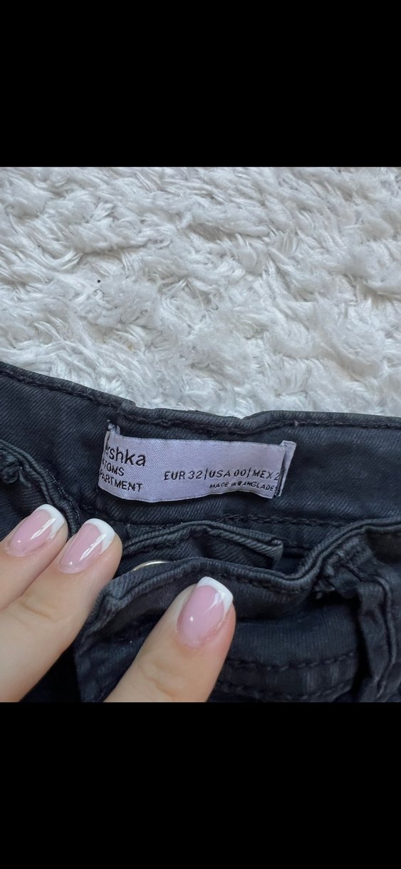 BershkaSiyah Salaş Mini Kadın Denim Şort - Görsel 2