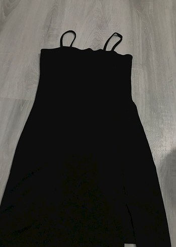 Siyah Straplez Midi Drapeli Elbise - Görsel 2