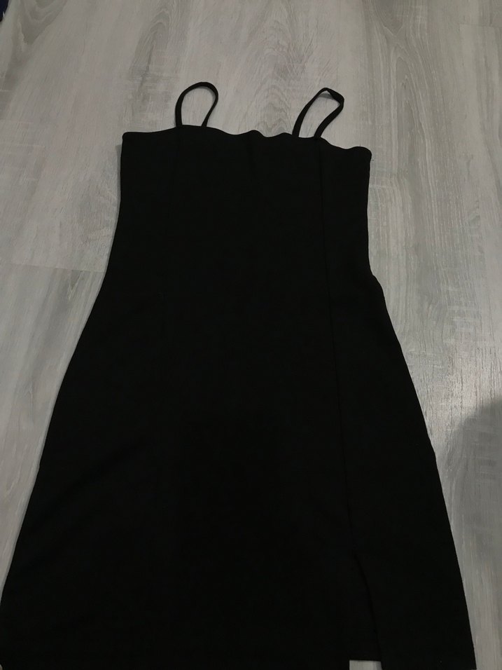 Siyah Straplez Midi Drapeli Elbise - Görsel 2