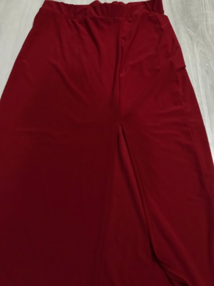 Kırmızı Drapeli Kadın Uzun Etek - Görsel 2