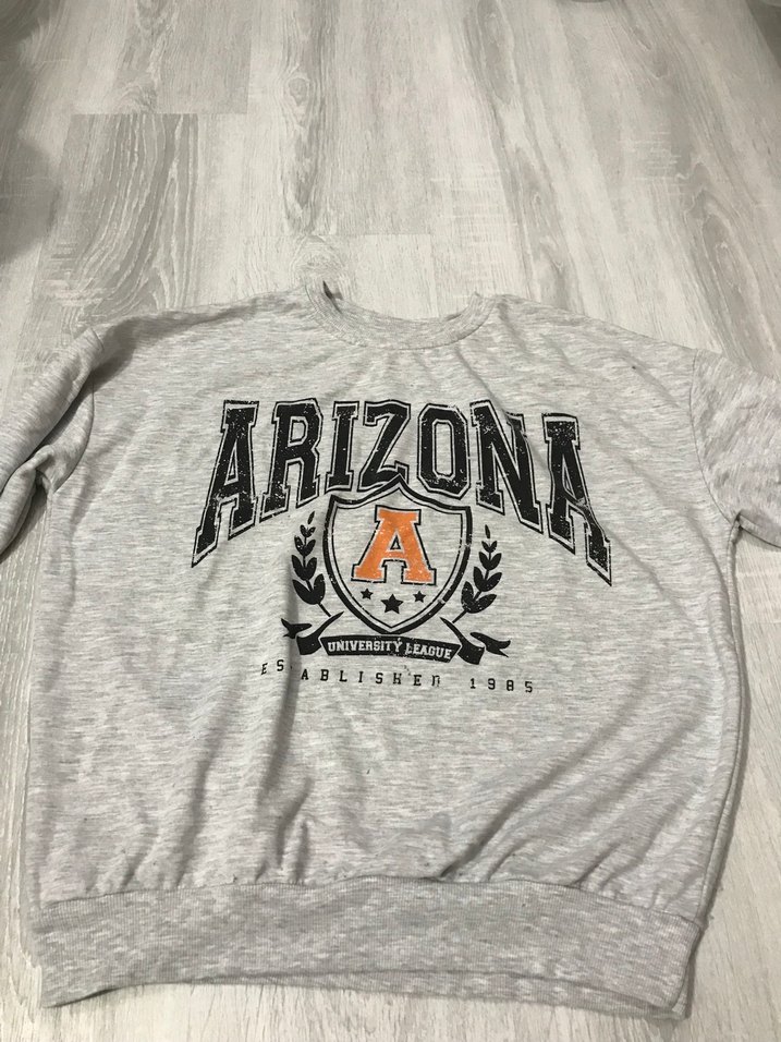 Gri Baskılı Kadın Kapüşonlu Sweatshirt - Görsel 2