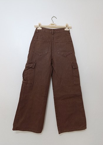 Kahverengi Bol Kesim Kadın Kot Pantolon - Görsel 3