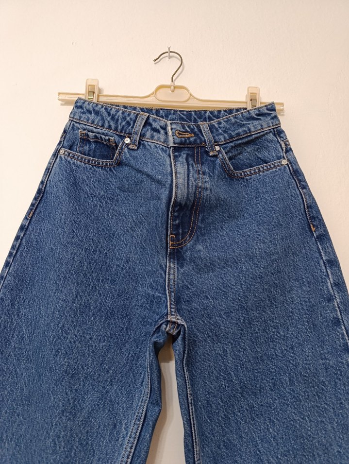 Kadın Mavi Denim Normal Kesim Pantolon - Görsel 2