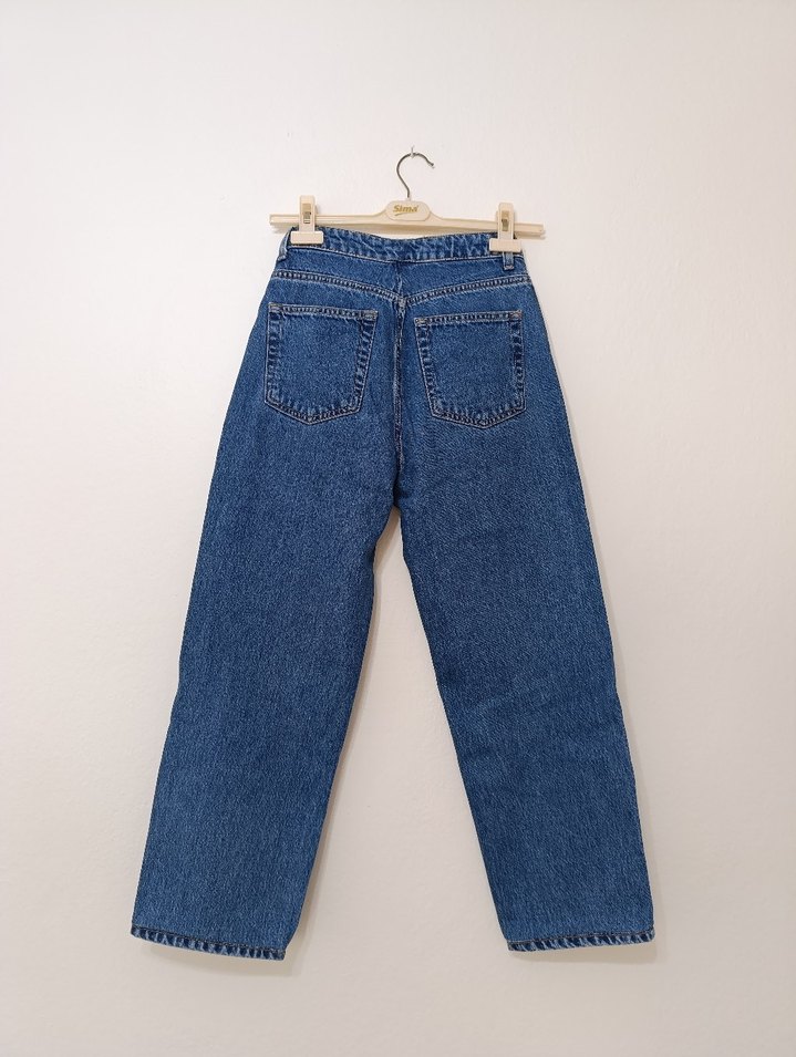 Kadın Mavi Denim Normal Kesim Pantolon - Görsel 3