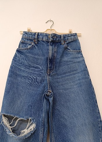 Kadın Mavi Loose Fit Yırtık Kot Pantolon - Görsel 2