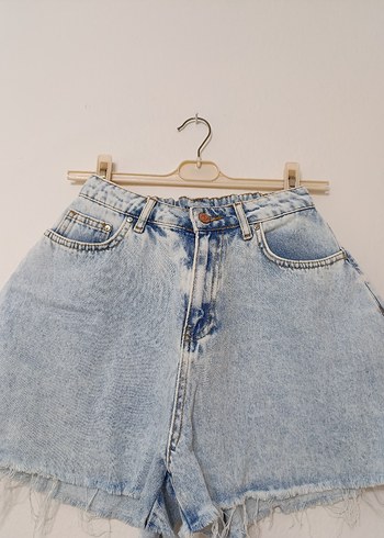 Mavi Batik Desenli Salaş Mini Kot Şort - Görsel 2