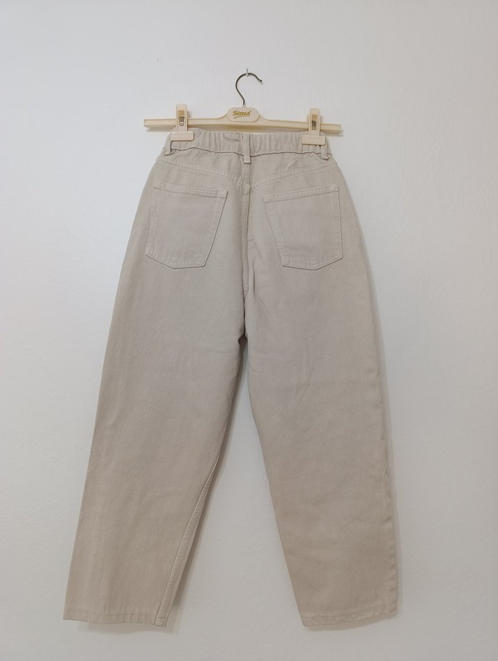 Bej Kadın Regular Fit Midi Kot Pantolon - Görsel 3