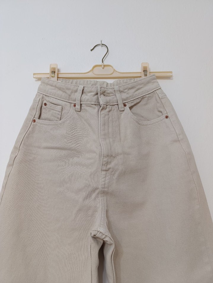 Bej Kadın Regular Fit Midi Kot Pantolon - Görsel 2