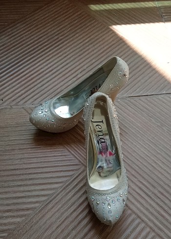 Diğer Gri Payetli Yüksek Topuklu Kadın Abiye Ayakkabı