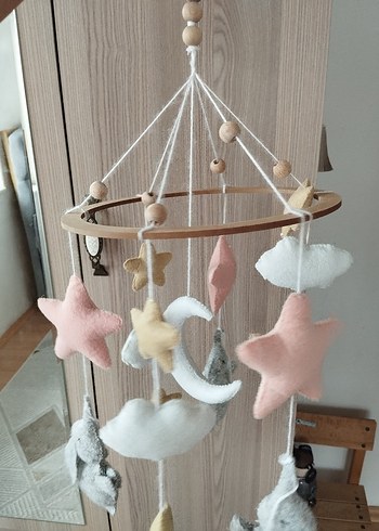 Sevimli Fil Temalı El Yapımı Bebek Beşik Süsü - Görsel 4