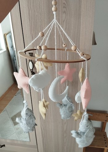 Sevimli Fil Temalı El Yapımı Bebek Beşik Süsü - Görsel 3