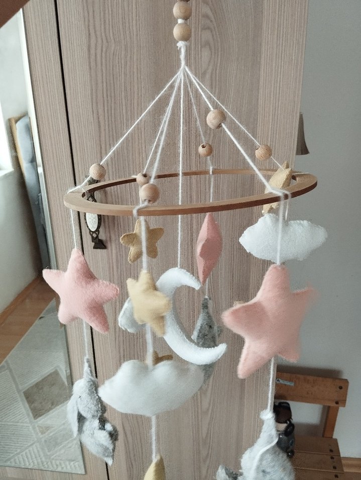 Sevimli Fil Temalı El Yapımı Bebek Beşik Süsü - Görsel 4