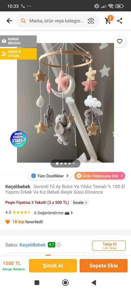 Sevimli Fil Temalı El Yapımı Bebek Beşik Süsü - Görsel 2