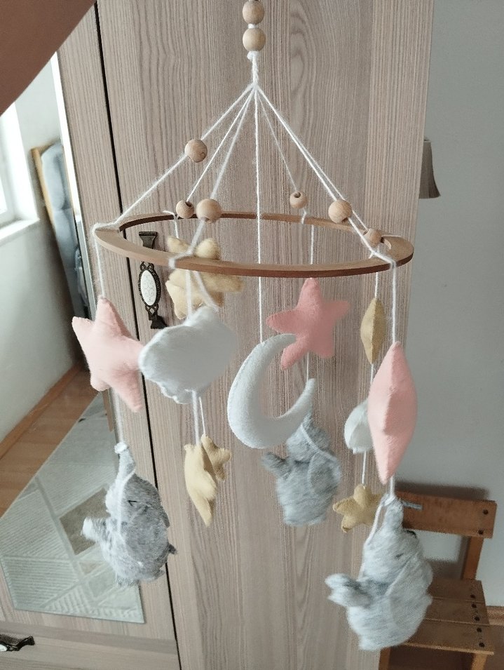 Sevimli Fil Temalı El Yapımı Bebek Beşik Süsü - Görsel 3