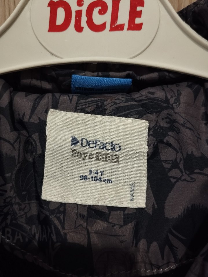 Düğmeli Gri Baskılı Erkek Çocuk Mont - Görsel 2