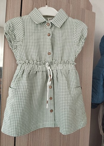 Kız Bebek Gri Kareli Düğmeli Elbise - Görsel 2