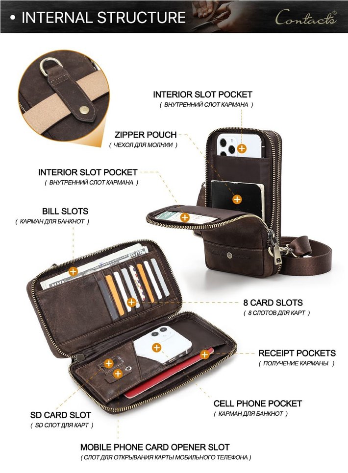 CONTACTS ORIGINAL LEATHER CROSS BELT BAG - Görsel 5