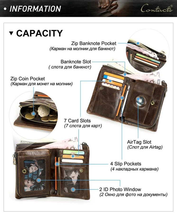 ORJİNAL CONTACTS ERKEK DERİ CÜZDAN APPLE AİRTAG  RFIT BLOCKİNG - Görsel 5