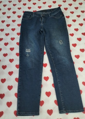 Kadın Lacivert Midi Boy Denim Pantolon