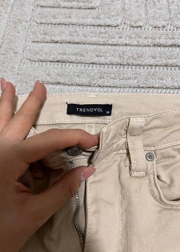Trendyolmilla Bej Kadın Kot Pantolon - Görsel 3