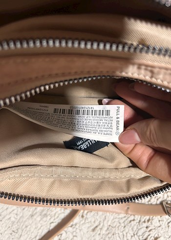 Orijinal Pull Bear Bej Kadın Fermuarlı Çapraz Çanta - Görsel 8