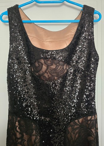 Siyah Dantelli Uzun Kadın Abiye Elbise - Görsel 3