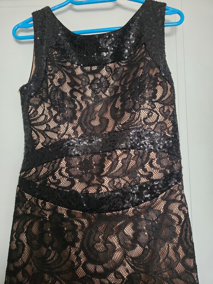 Siyah Dantelli Uzun Kadın Abiye Elbise - Görsel 2