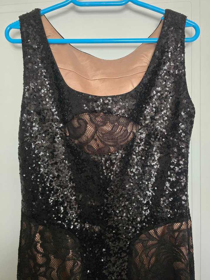 Siyah Dantelli Uzun Kadın Abiye Elbise - Görsel 3