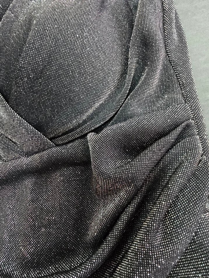 Siyah simli Drapeli V Yaka Midi Abiye Elbise - Görsel 5