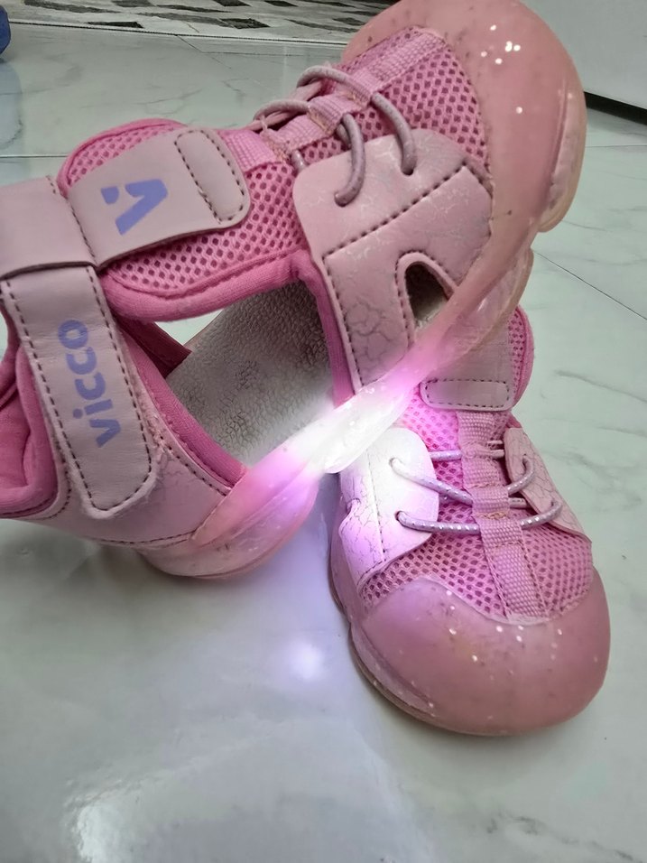 Kız Çocuk Pembe  Desenli Cırtcırtlı Spor Ayakkabı - Görsel 2