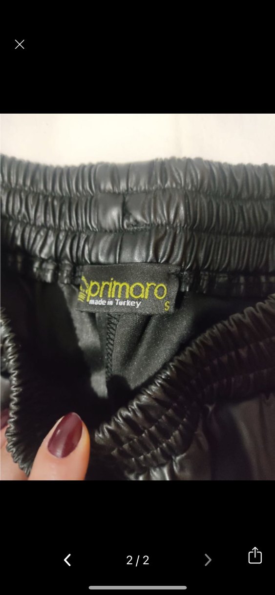 Siyah Deri Kadın Pantolon - Görsel 2
