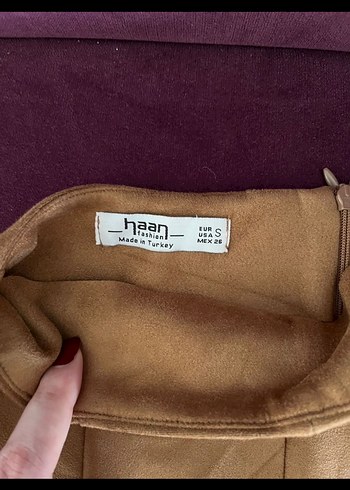 Taba Süet Mini Etek - Görsel 2