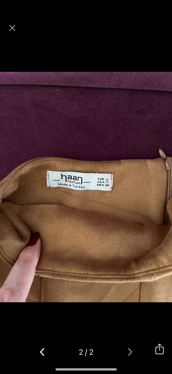 Taba Süet Mini Etek - Görsel 2