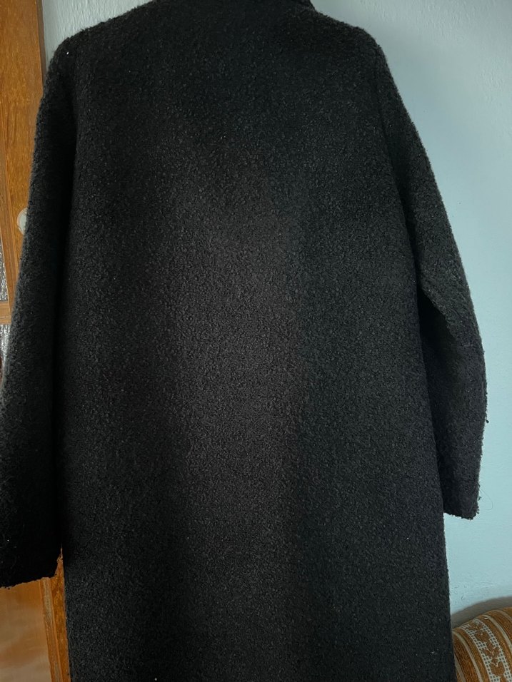 Siyah Uzun Kadın Kaban - Görsel 4