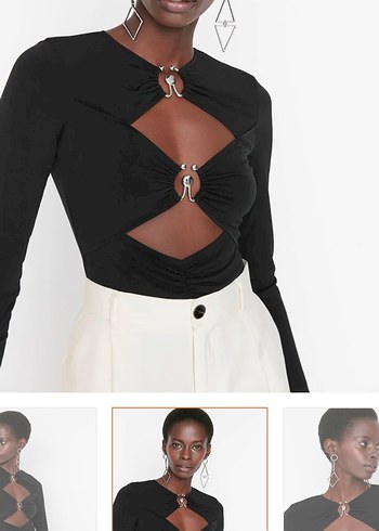 Siyah V Yaka Uzun Kollu Kadın Bluz - Görsel 2