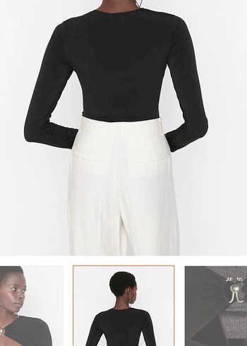 Siyah V Yaka Uzun Kollu Kadın Bluz - Görsel 3