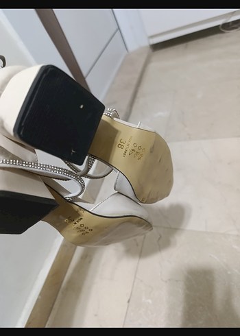 Krem Stiletto Topuklu Kadın Abiye Ayakkabı - Görsel 3