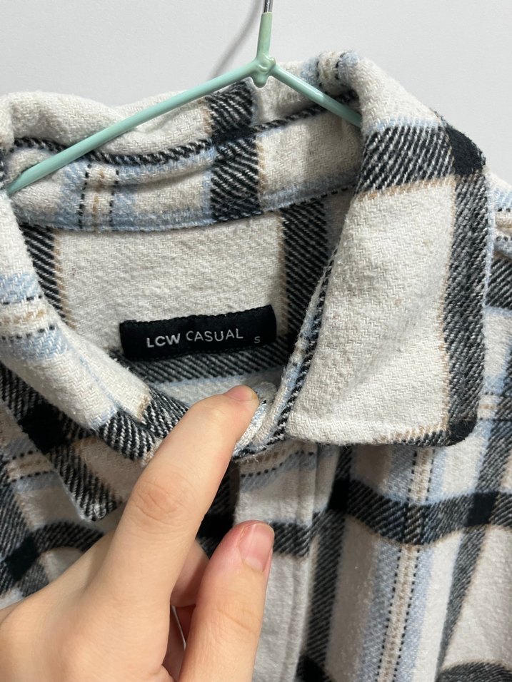 Gri Ekoseli Düğmeli erkek Gömlek - Görsel 3