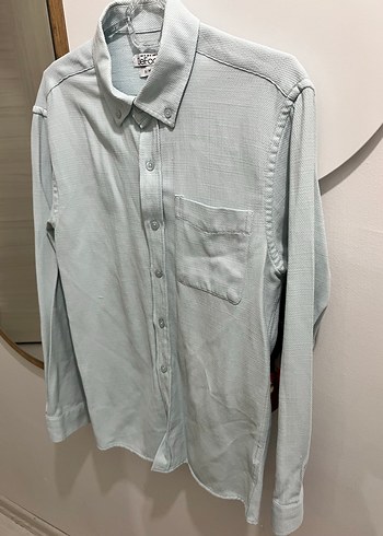 Mavi Keten Erkek Gömlek Uzun Kollu - Görsel 2
