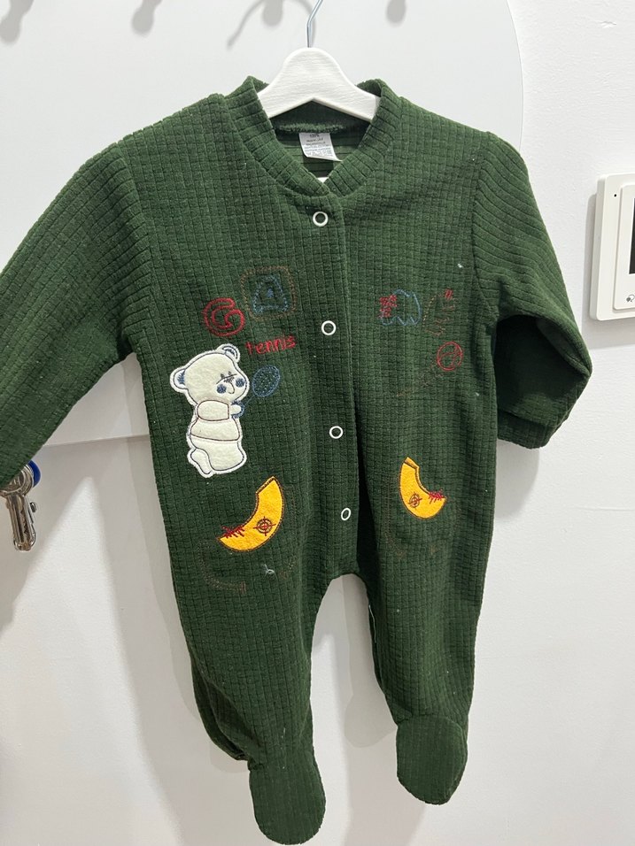 Düğmeli Yeşil Bebek Tulum - Görsel 2