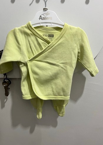 Fıstık yeşili Uzun Kollu Bebek Hastane Kıyafeti - Görsel 2