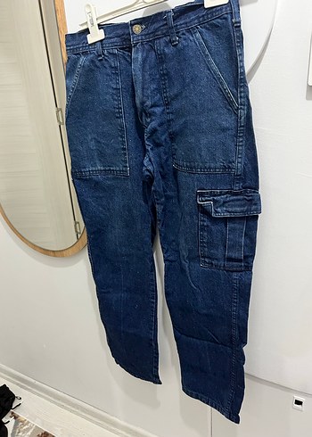 Erkek Bol Kesim Midi Kot Pantolon iş pantolonu - Görsel 3