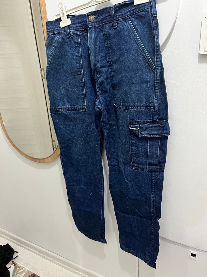 Erkek Bol Kesim Midi Kot Pantolon iş pantolonu - Görsel 3