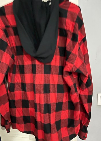 Kadın Kırmızı Siyah Kareli Uzun Kollu Gömlek - Görsel 2