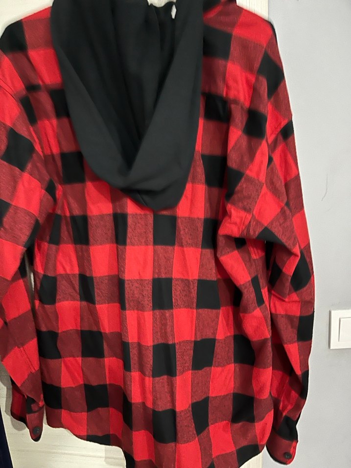 Kadın Kırmızı Siyah Kareli Uzun Kollu Gömlek - Görsel 2