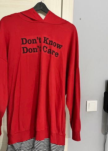 Kırmızı Uzun Kollu Salaş Sweatshirt - Görsel 2