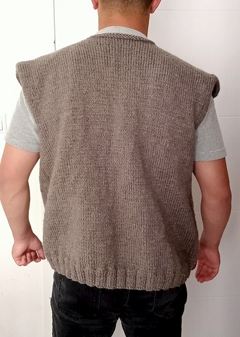 American Vintage Bej Örgü Kolsuz Süveter, Hırka unisex