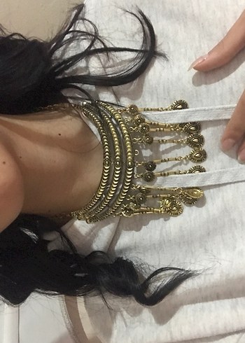 Uzun Zincir Detaylı Bohem Kadın Kolye - Görsel 5