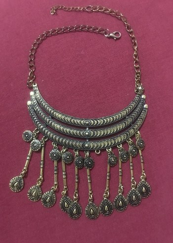 Uzun Zincir Detaylı Bohem Kadın Kolye - Görsel 2