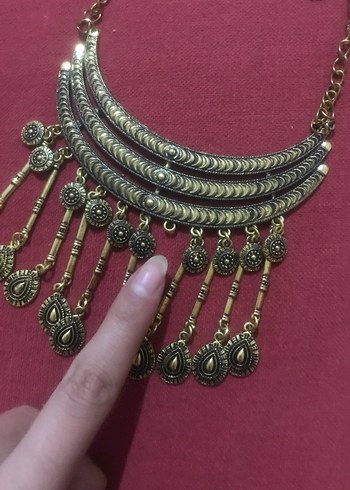 Uzun Zincir Detaylı Bohem Kadın Kolye - Görsel 4